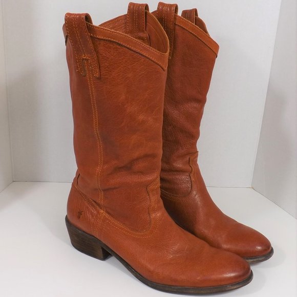 Frye Shoes - Frye Carson 77686 Womens 10 B Cowboy Boots Western Pull On Brown Leather NICE
